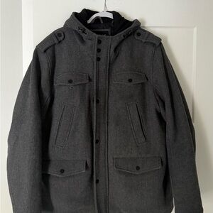 GUESS Charcoal Hooded Jacket with Pockets